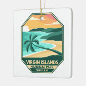 Jungfrau Islands Nationalpark Minimal Retro Emblem Keramikornament (Links)