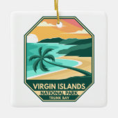 Jungfrau Islands Nationalpark Minimal Retro Emblem Keramikornament (Vorderseite)