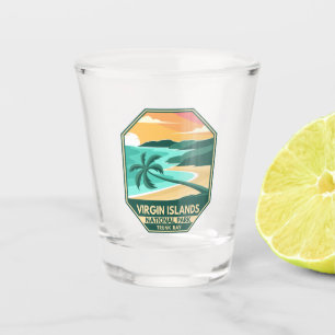 Jungfrau Islands Nationalpark Minimal Retro Emblem Schnapsglas