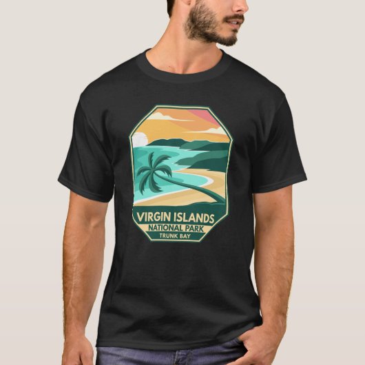 Jungfrau Islands Nationalpark Minimal Retro Emblem T-Shirt (Vorderseite)
