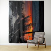 Jungfrau Islands Sunset Caribbean Ocean Palm Trees Wandteppich (Beispiel)