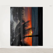 Jungfrau Islands Sunset Caribbean Ocean Palm Trees Wandteppich (Vorderseite)
