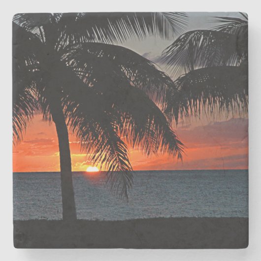 Jungfrau Islands Sunset Caribbean Palm Trees Steinuntersetzer (Vorderseite)
