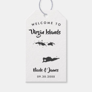 Jungfrau Islands Wedding Welcome Bag Tags, Karte Geschenkanhänger
