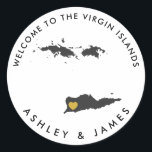 Jungfrau Islands Wedding Welcome Stickers, Gefalle Runder Aufkleber<br><div class="desc">Verwenden Sie diesen Aufkleber,  um die Begrüßungstaschen oder die Leckereien für Ihre Gäste aus der Stadt zu kennzeichnen und sie in Barbados willkommen zu heißen!</div>