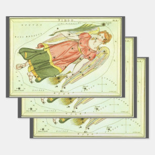 Jungfrau Jungfrau Vintage Sternbild Urania's Spieg Geschenkpapier Set