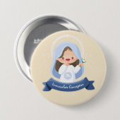 Jungfrau Kawaii lächelnd Mary - Beige Hintergrund Button (Vorne & Hinten)