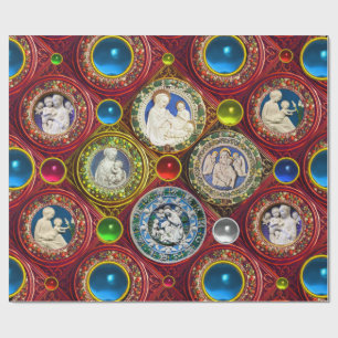 JUNGFRAU, KIND, ANGELN, BLUMENCHRISTMAS, GEMS GESCHENKPAPIER