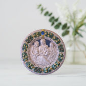 JUNGFRAU KIND UND ANGELN FLORALLES Weihnachtsfest Einladung (Stehend Vorderseite)