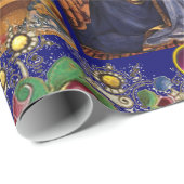 JUNGFRAU, KIND UND ANGELN, Goldene Blume Weihnacht Geschenkpapier (Rolleneckpunkt)