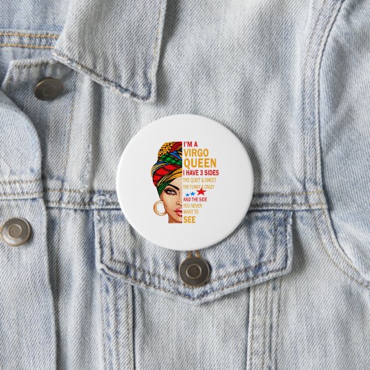 Jungfrau-Königin Ich habe 3 Seiten Geschenk lustig Button (Beispiel)
