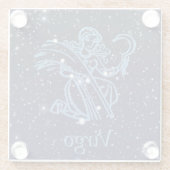 Jungfrau-Konstellation und Tierkreis-Zeichen mit Glasuntersetzer (Rückseite)