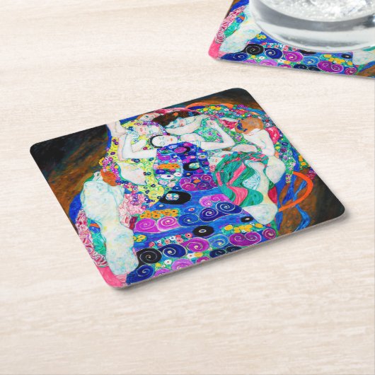 Jungfrau (Mädchen), Gustav Klimt Rechteckiger Pappuntersetzer (angewinkelt)