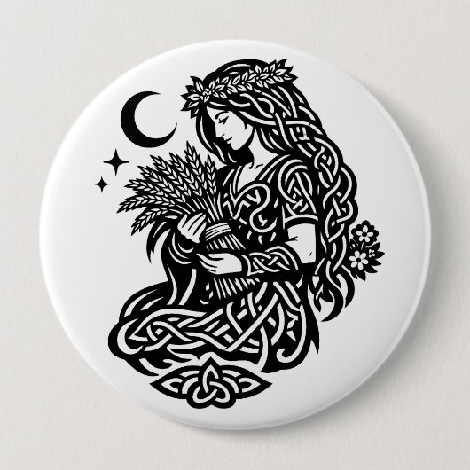 Jungfrau-Mädchen-Sigil — Erdgebundene Zodiak-Tinte Button (Vorderseite)