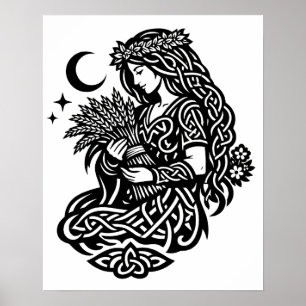 Jungfrau-Mädchen-Sigil — Erdgebundene Zodiak-Tinte Poster