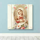 Jungfrau Madonna Mary mit Christkind Jesus Rose Leinwanddruck (Insitu (Holzboden))