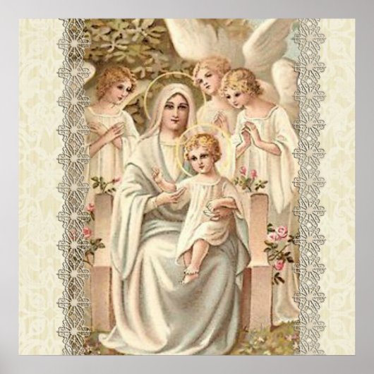 Jungfrau Madonna Mary mit Kind Jesus & Angels Poster (Vorne)