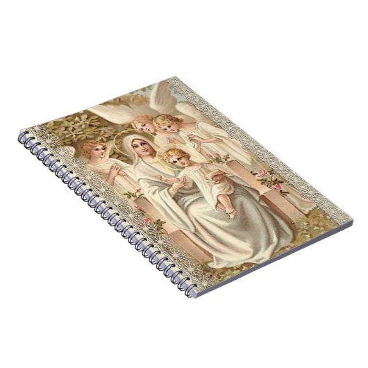 Jungfrau Madonna Mary mit Kind Jesus u. Engeln Notizblock (Rechte Seite)