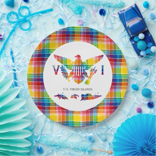 Jungfrau Madras, Flag & Islands Pappteller (Party)