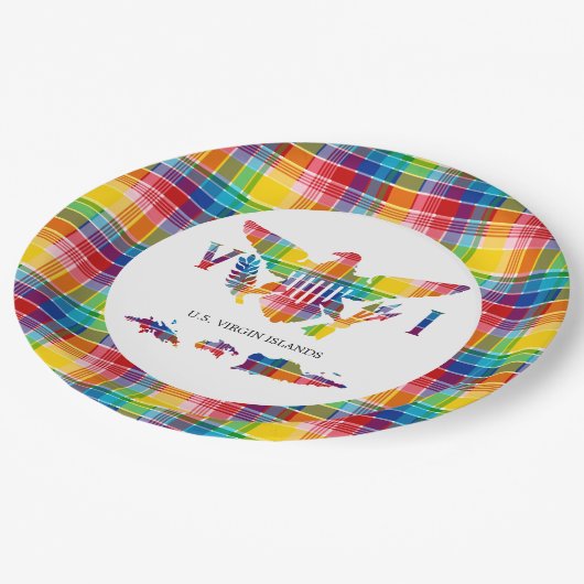 Jungfrau Madras, Flag & Islands Pappteller (Schrägansicht)