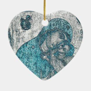 Jungfrau Maria Baby Jesus Engel Portrait Vintage B Keramik Ornament