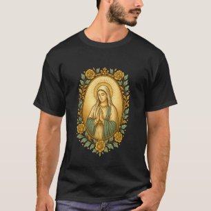 Jungfrau Maria betend, vintage-katholisches Symbol T-Shirt