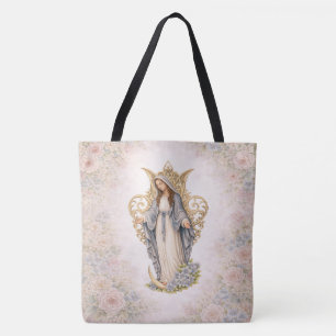 Jungfrau Maria Blumen Katholisches Geschenk für Fr Tasche