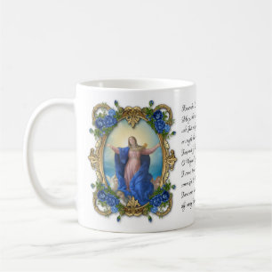 Jungfrau Maria Blumen religiöse Memorare-Gebet   Kaffeetasse