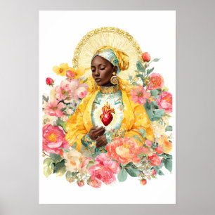 Jungfrau Maria Florale Katholische Gesegnete Mutte Poster