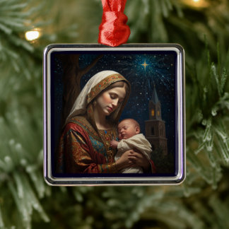 Jungfrau Maria & Jesus Weihnachtsnativität Ornament Aus Metall