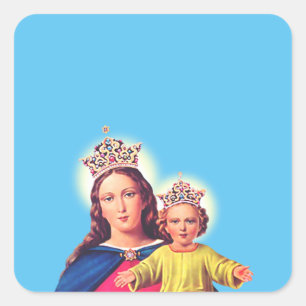 Jungfrau Maria Königin mit Jesus Quadratischer Aufkleber