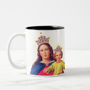 Jungfrau Maria Königin mit Jesus Zweifarbige Tasse