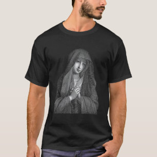 Jungfrau Maria Madonna-Porträt-Linienkunst Katholi T-Shirt
