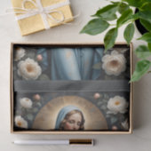 Jungfrau Maria mit Blume betet für uns Seidenpapier