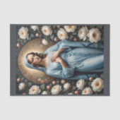 Jungfrau Maria mit Blume betet für uns Seidenpapier