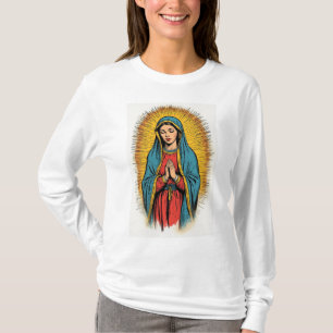 Jungfrau Maria Retro-Langarm-Shirt für Damen T-Shirt