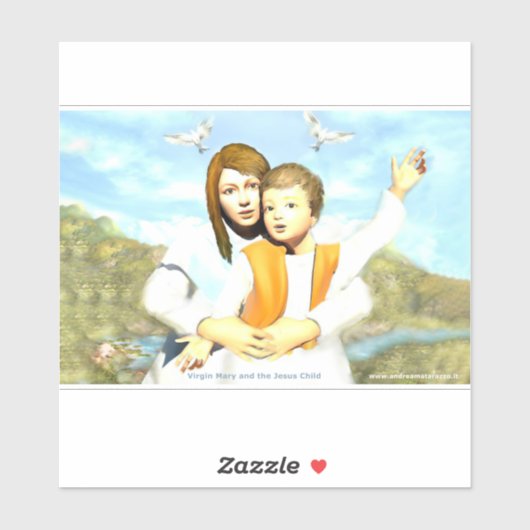 Jungfrau Maria und das Kind Jesus Aufkleber (Blatt)