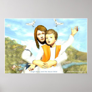 Jungfrau Maria und das Kind Jesus Poster