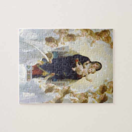 Jungfrau Maria und Jesus mit Engeln Puzzle (Horizontal)