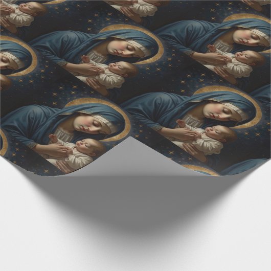 Jungfrau Maria und Jesus Weihnachten Geschenkpapier (Ecke)