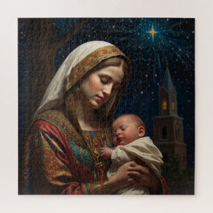 Jungfrau Maria und Jesus Weihnachtsgeburt Puzzle