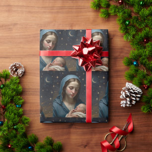 Jungfrau Maria und Jesuskind christlich vintage  Geschenkpapier