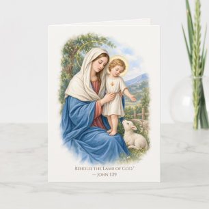 Jungfrau Maria und Jesuskind Lamm Gottes Religiös Karte