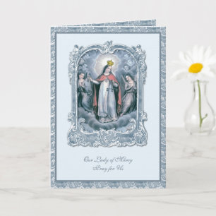 Jungfrau Maria Vintage Katholisch Blaue Engel Karte