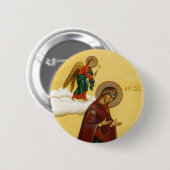 Jungfrau Marias russische Ikone Button (Vorne & Hinten)