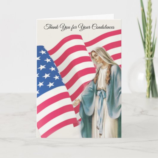 Jungfrau Mary American Flag Beileid Danke (Vorderseite)