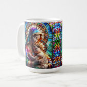 Jungfrau Mary and Baby Jesus Halted Glass Kaffeetasse (Vorderseite Links)