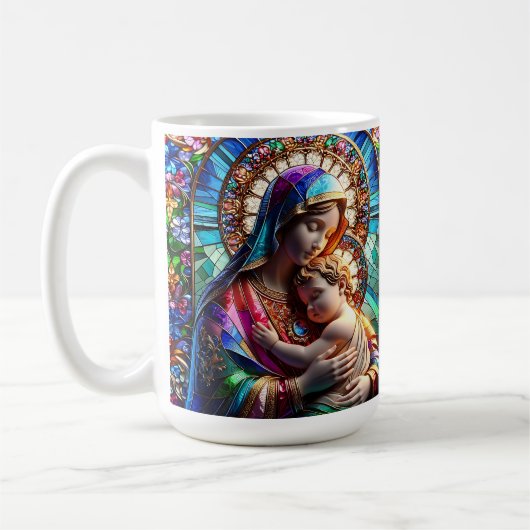 Jungfrau Mary and Baby Jesus Halted Glass Kaffeetasse (Links)