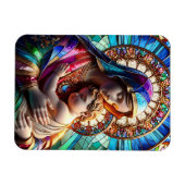 Jungfrau Mary and Baby Jesus Halted Glass Magnet (Horizontal)