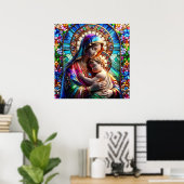 Jungfrau Mary and Baby Jesus Halted Glass Poster (Heimbüro)